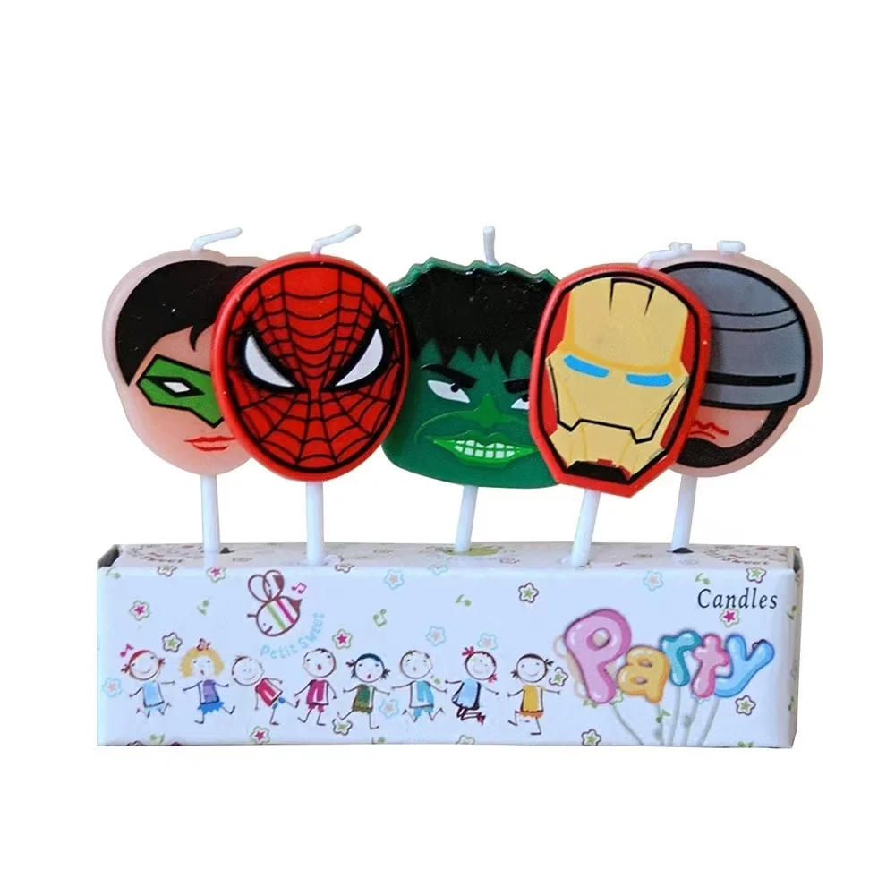 5 قطعة/المجموعة أعجوبة سبايدرمان الشموع شخصيات كرتونية الأولاد حفلة عيد ميلاد ديكور الشموع الهيكل تحت عنوان Bougies للأطفال الصبي دش هدية #5