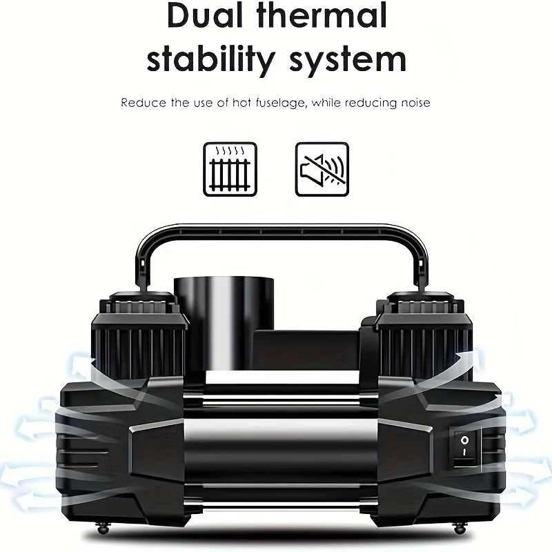 Inflator Ban Kompresor Udara 12V 150 PSI Pompa Udara Silinder Ganda Kuat Portabel, Digunakan untuk Ban Mobil, Pompa Ban Otomatis,