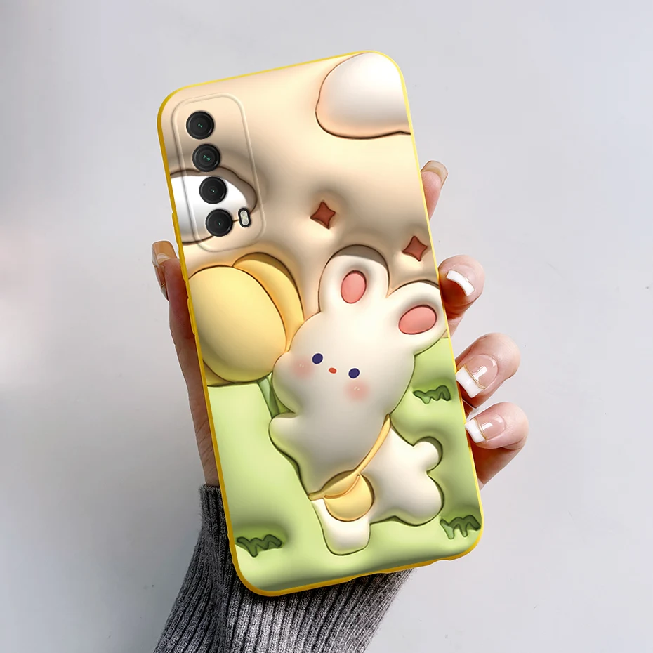 For Huawei Y7a Case PPA-LX2 LX3 ShockProof Soft TPU Silicone Rabbit Back Cover Fundas For Huawei P smart 2021 PPA-LX1 Phone Case