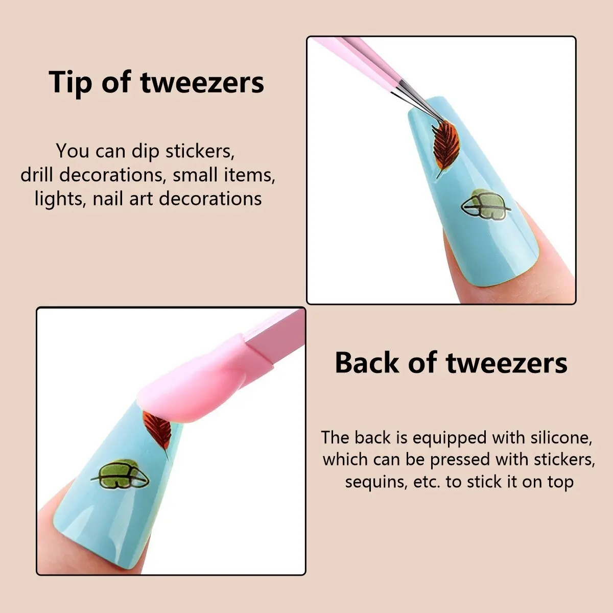 다기능 네일 이중 끝 족집게, 실리콘 압력 바, 스티커, 접착 드릴, 클립 드릴, 눈썹 클립 포함
