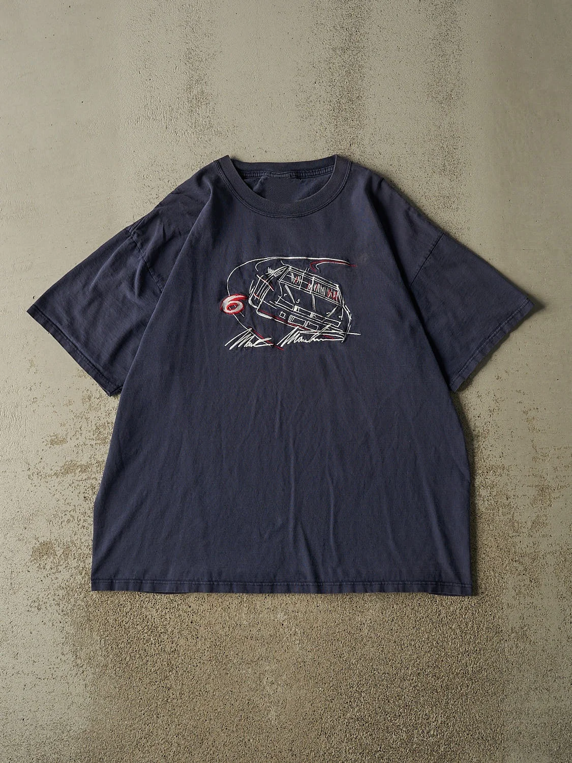 Vintage Mark Martin #6 NASCAR Line Art Car Graphic T-Shirt Cotton Men Women Streetwear Tee