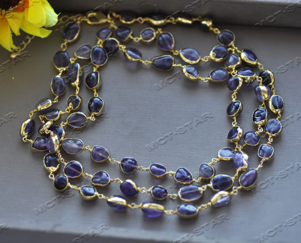 

Z12412 45" Baroque Amethyst Chain Necklace