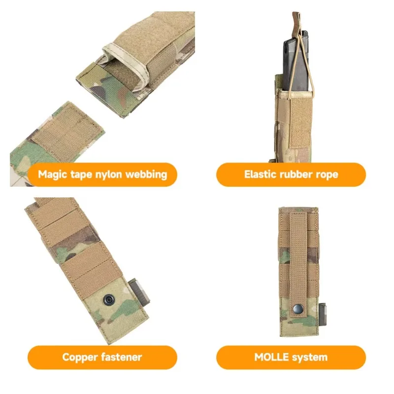 MOLLE Pouch Camouflage 500D Nylon Single Magazine Holder Bag For Airsoft Game Model Accessory Vest Attachment Storage Pouch