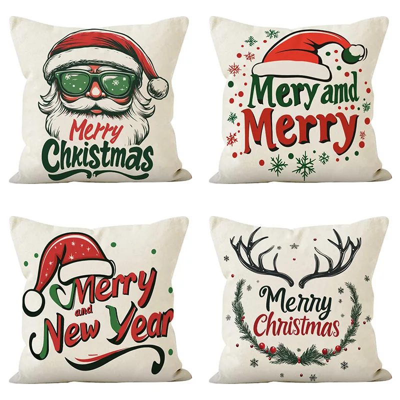 

Наволочки с Рождеством 45x45 см, набор из 4 шт., рождественские наволочки для дивана, украшение для гостиной, спальни