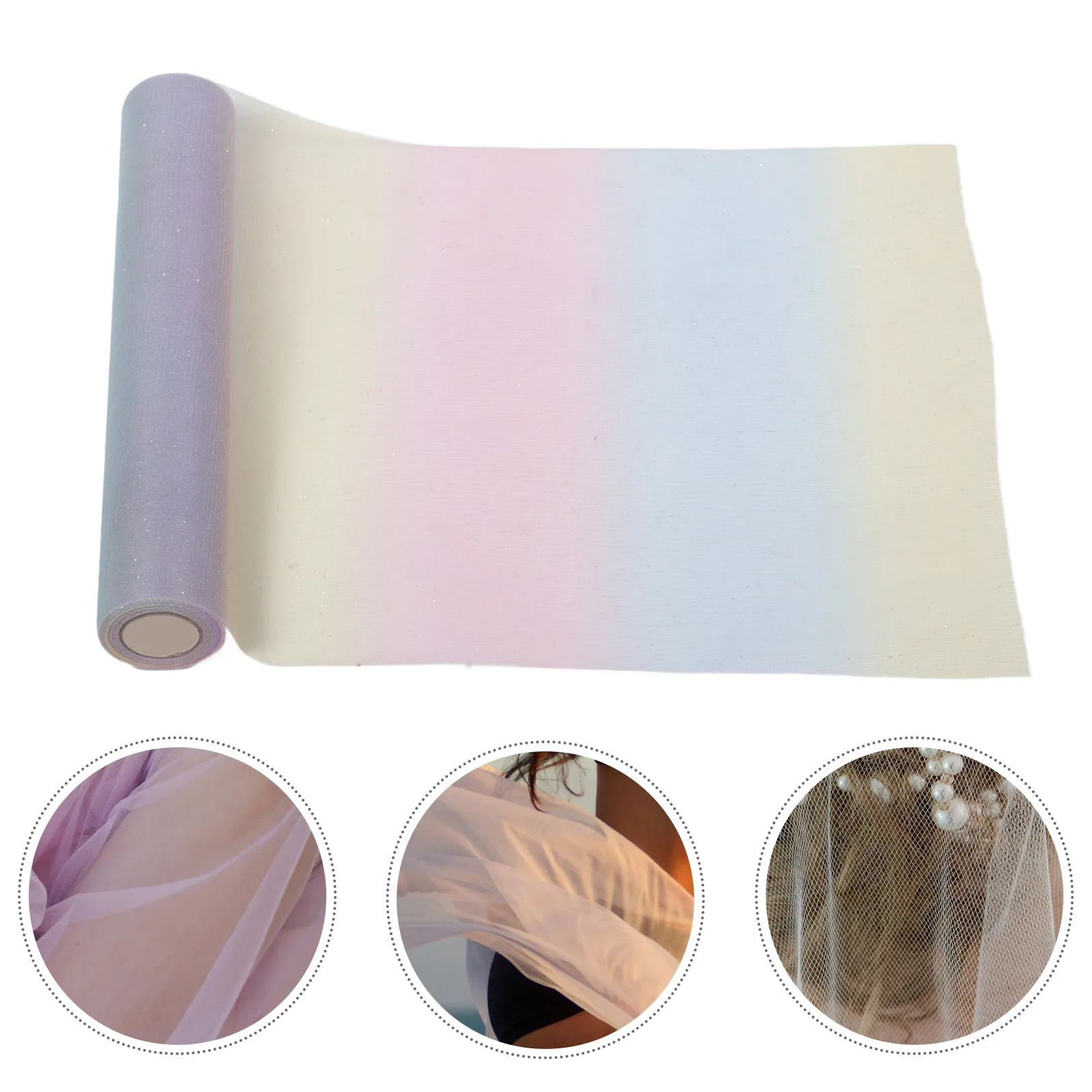 

1 Roll Gradient Glitter Tulle Fabric Lightweight Mesh Sewing Material Multi-Function Craft Decorative Dress Diy Cuttable Supply
