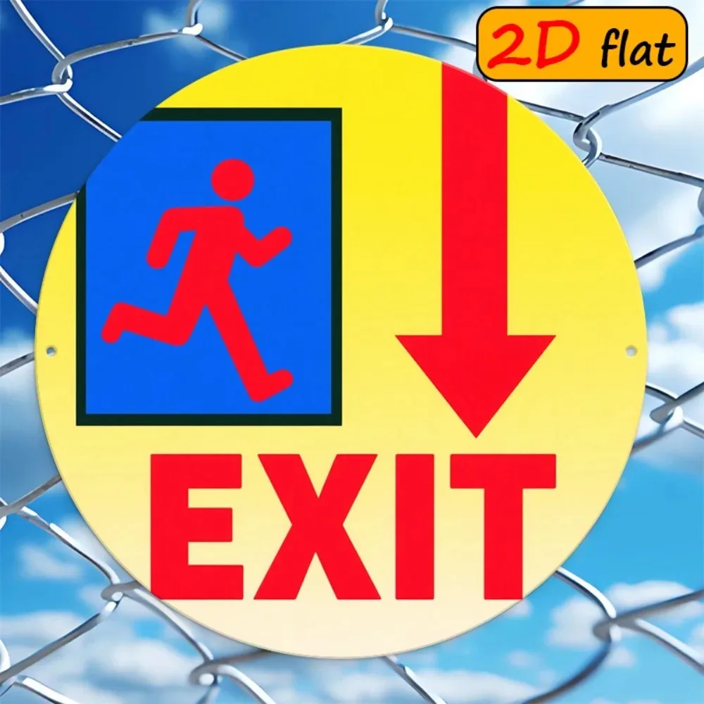 Red Running Figure EXIT Sign 20x20 cm Aluminum Outdoor Emergency Safety Decorative Gift