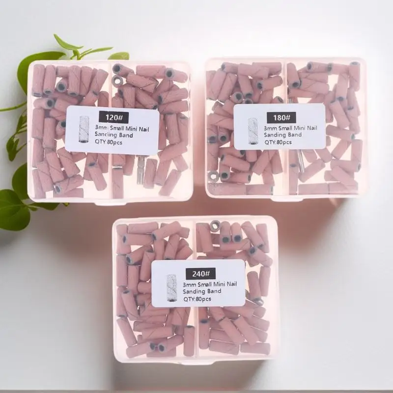 80 Uds. Mini bandas de lijado para uñas de 3,1mm, máquina eléctrica, brocas para uñas, removedor de esmalte acrílico, limas, herramienta accesorio para uñas