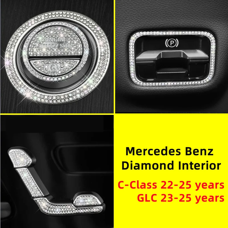 

Для Mercedes Benz 22-25 лет C200 C260 GLC300 W206 руль автомобиля ручка воздушной панели ромбовидное украшение интерьерная наклейка с кристаллами