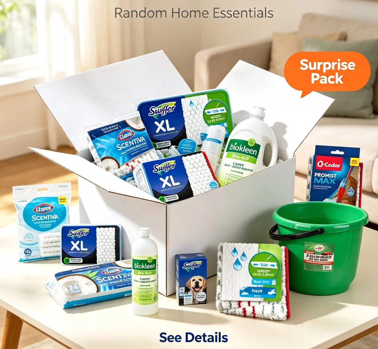 Household Floor Cleaning Supplies Blind Box Random Clorox Scentiva Disinfect Wet Mop Cloths Swiffer XL Dry & Wet Refill Pads Biokleen Carpet Stain Remover O-Cedar Microfiber Mop Refill 3 Gallon Washing Bucket Mystery Box view 5