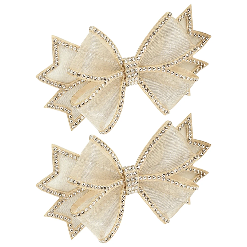 

2pcs Bow Shoe Flowers Handmade Rhinestone for Women Bridal Wedding Accessories Cloth Mesh Charm Decorations Shoe Decor
