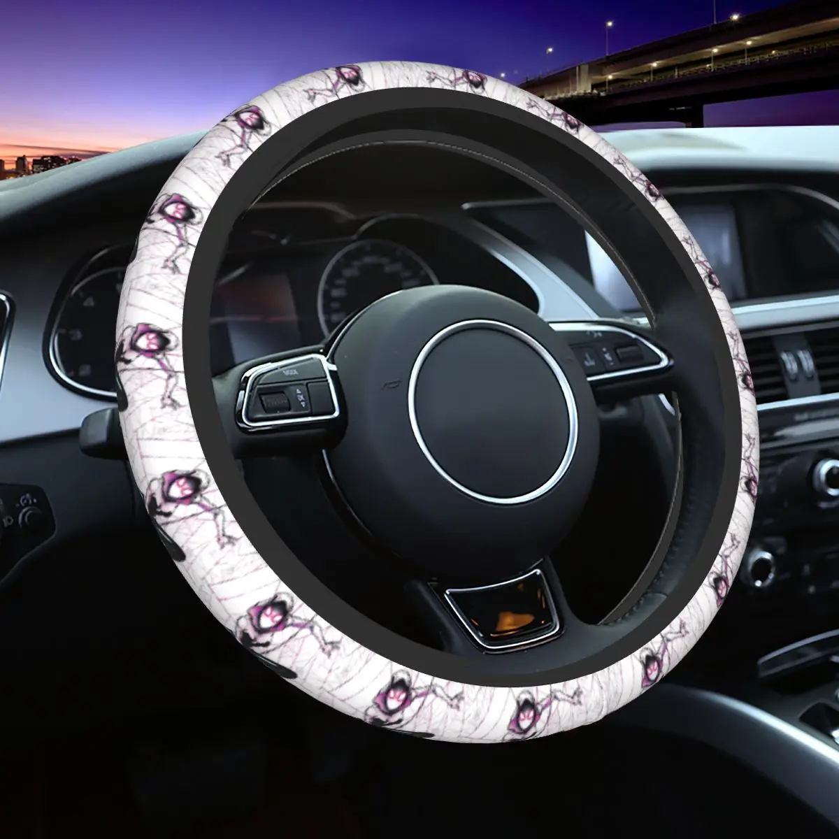 

38cm Gwen Stacy Spiderman Steering Wheel Cover Car Steering Wheel Protector Fit for SUV Car Accessories Universal 14.5-15 Inch
