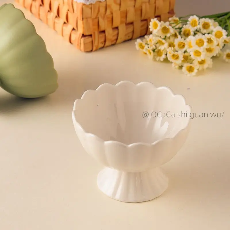 1PC 200ml Household Fruit Dessert Bowl Ceramic High Footed Bowl, Used for Making Milkshakes, Jams, and Ice Cream Bowls