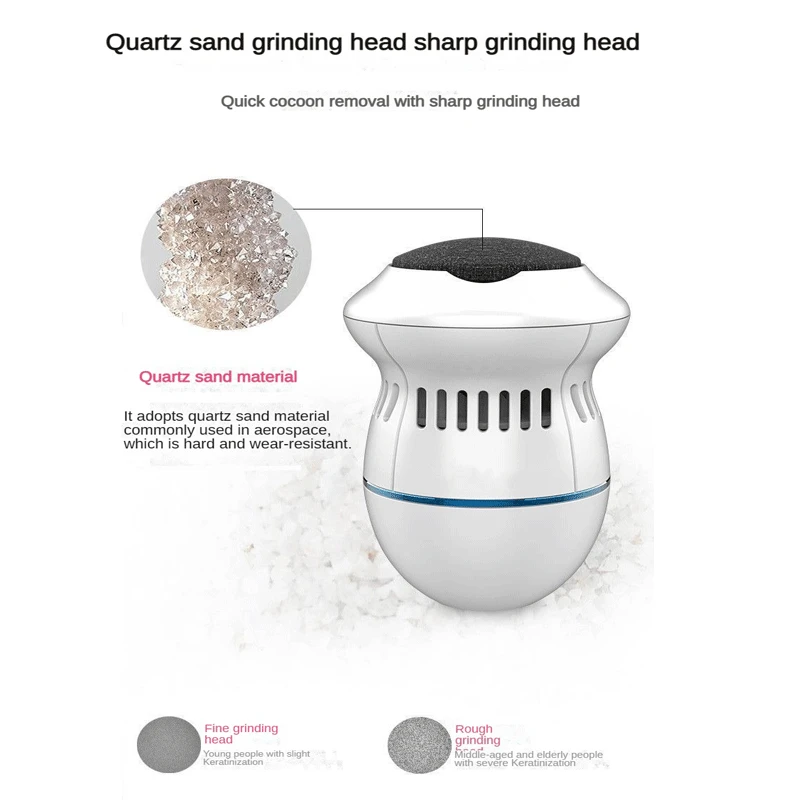 Electric Foot Grinder with Automatic Vacuum USB Rechargeable Two-speed Adjustment and 6 Grinding Heads Callus Dead Skin Removal