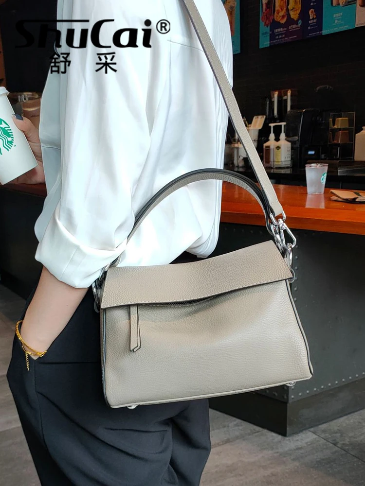 Leather messenger bag women\'s bag new trendy fashion leather handbag large capacity casual all-match shoulder bag