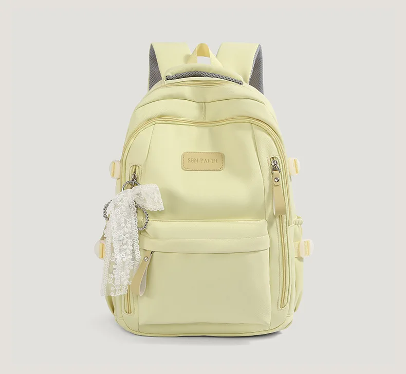 New Female High Capacity Waterproof College Backpack With Lace Pendant Trendy Women Laptop School Bags Cute Girl Travel Book Bag