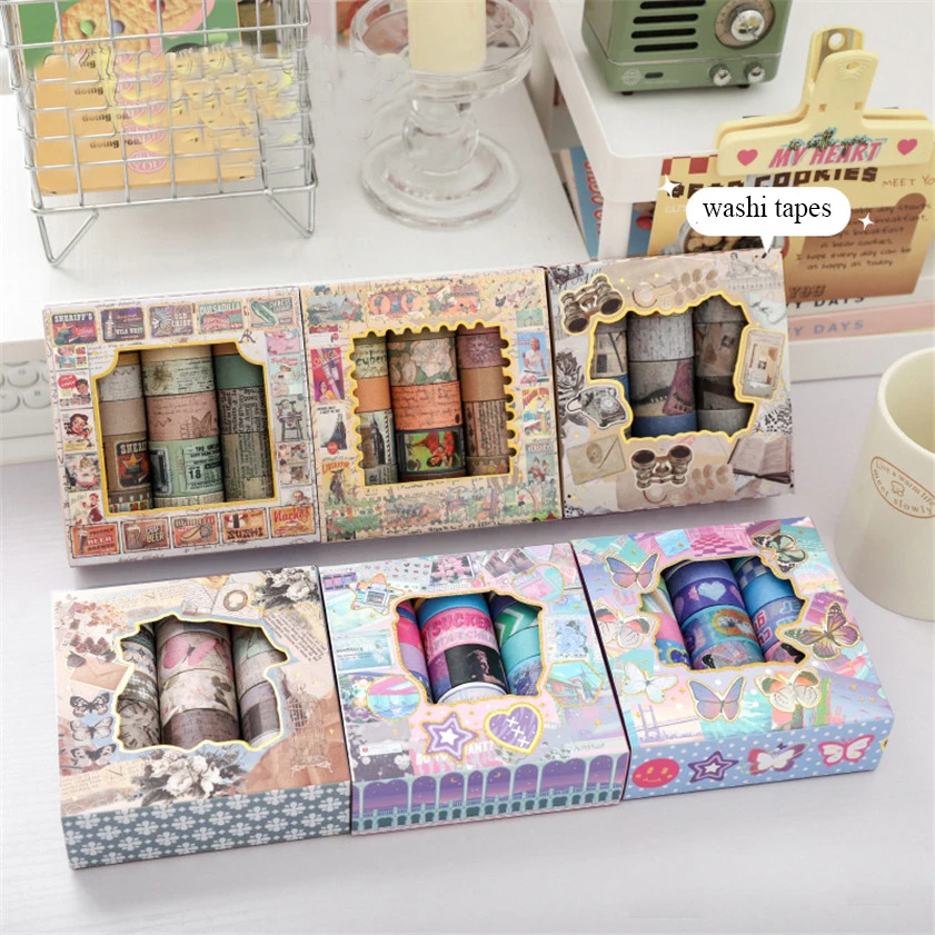 

Washi Tape 20 Roll Vintage Laser Stickers Butterfly Masking Paper Diary Decoration Scrapbook Kawaii Japanese Stationery Maillard