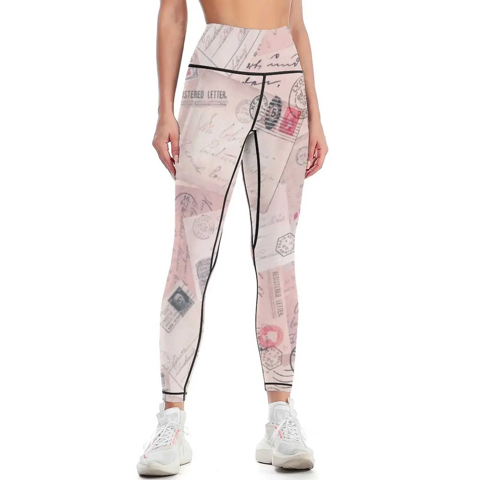 

Nostalgic Letters Collage Soft Pink Leggings harem pants Women's sportswear trousers for fitness Womens Leggings