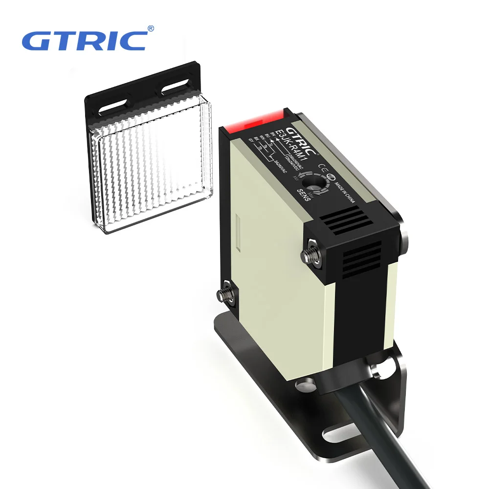 GTRIC E3JK-R4M1 Photoelectric Sensor Retro-reflective 24-240V DC/AC Universal Sensing Distance 4M Series Square Optical Switch