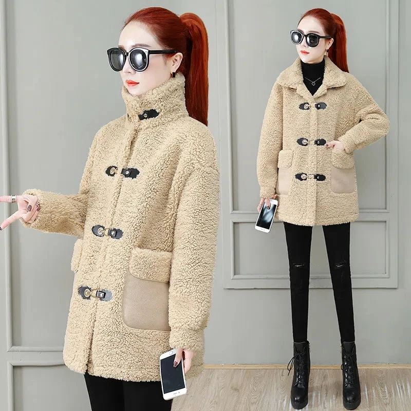 

Women's Lamb Coat 2022 New Winter Parker Thicke Warm Cotton Padded Jacket Women Clothing Woollen Coat Outerwear Female Parkas