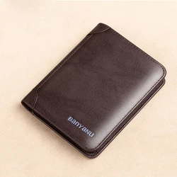 Luxury Wallet Men's cowhide Leather Short money clip Leather Vertical New Driver's License card holder Money clip