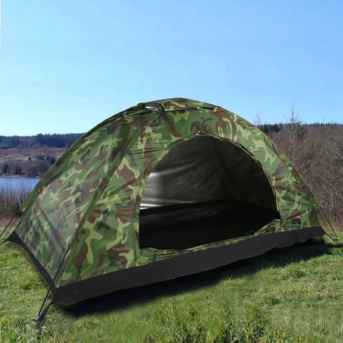 Imagen 2 del producto Tienda impermeable para una persona con protección UV de camuflaje al aire libre para acampar y hacer senderismo