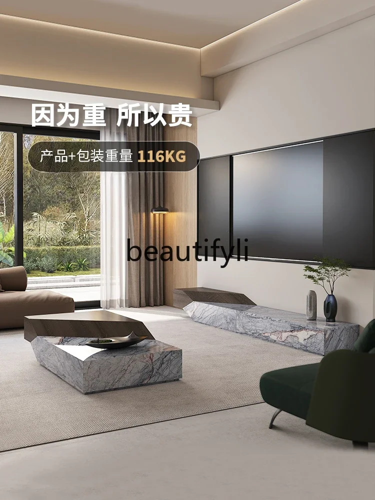 

ss CCoffee table simple modern light luxury marble wood furniture Nordic designer living room creative architecture coffee table