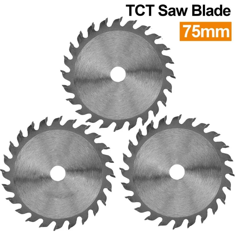 1/3 peças Lâmina de Serra Circular TCT de 75mm (3 polegadas) 24 Dentes para Corte de Madeira, Diâmetro do Furo 10mm, para Esmerilhadeira Angular, para Cortar Madeira e Plástico