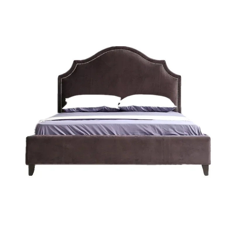 

Modern fabric bed ins wind velvet double bed Nordic light luxury small apartment model house designer