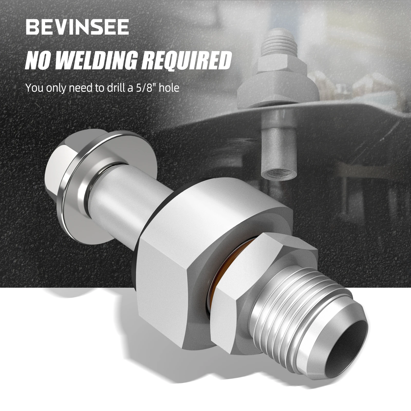 BEVINSEE Universal Aluminum AN8 AN-8 Fuel Tank Bung Kit, CNC-Machined Bung with Anodized Surface for Fuel Return Line Fitting