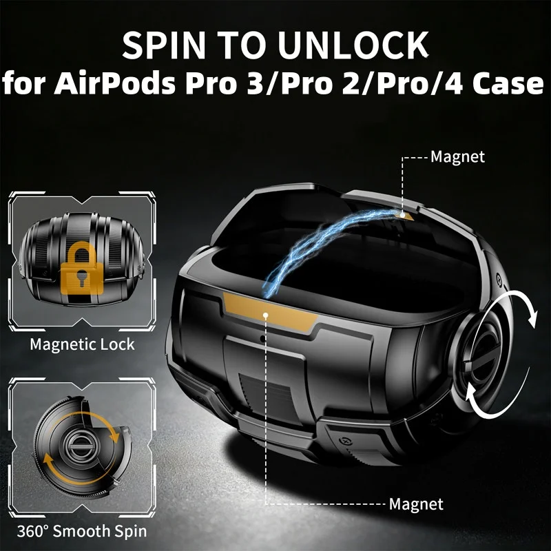 Creativity for AirPods Pro 3 Earphone Accessories Rotating Space Capsule Mecha Armor Case Cover with Lanyard for AirPods 4/Pro2
