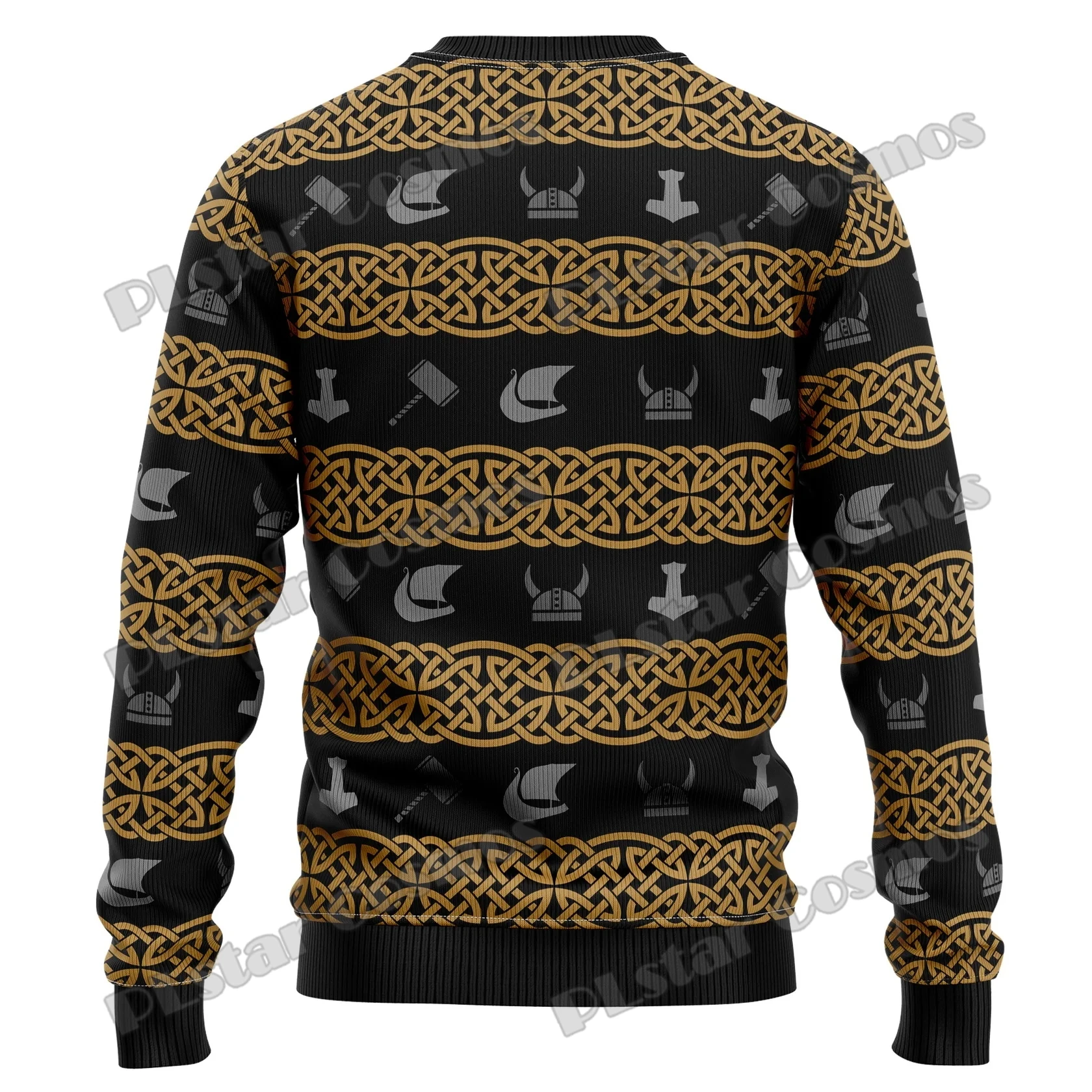 Autumn Winter Unisex Casual Knit Pullover Sweater Valhalla Fa-La-La-La & Skulls 3D Printed Men\'s Ugly Christmas Sweater KMY08