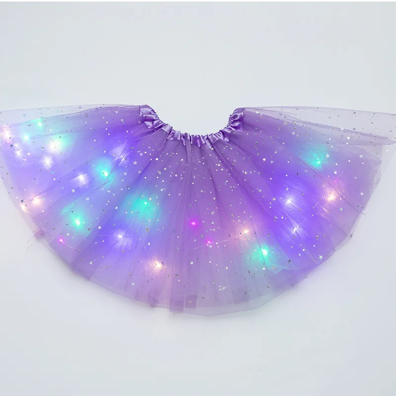 LED Glowing Light Kids Girls Princess Tutu Skirts Children Cloth Wedding Party Dancing Miniskirt Costume Cosplay Led Clothing