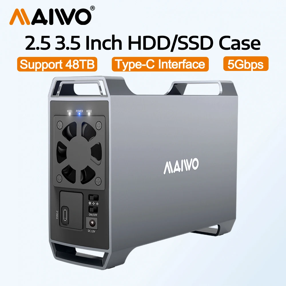 

MAIWO HDD Docking Station 2.5/3.5 inch SATA HDD/SSD Case Enclosure for USB 3.0 Type-C Gen2 Hard Disk Adapter Expansion Cabinet
