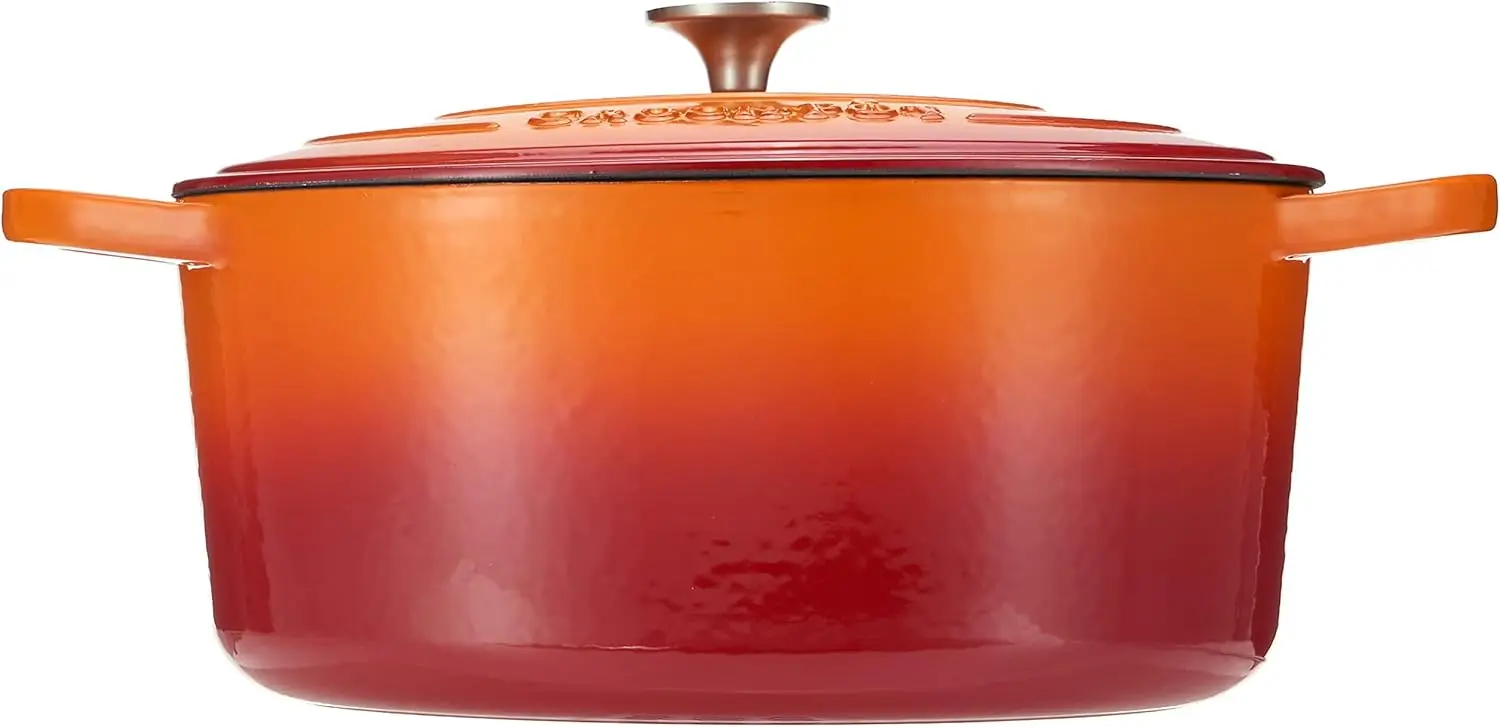 Oval Enameled Cast Iron Dutch Oven, 7-Quart, Sunset Orange