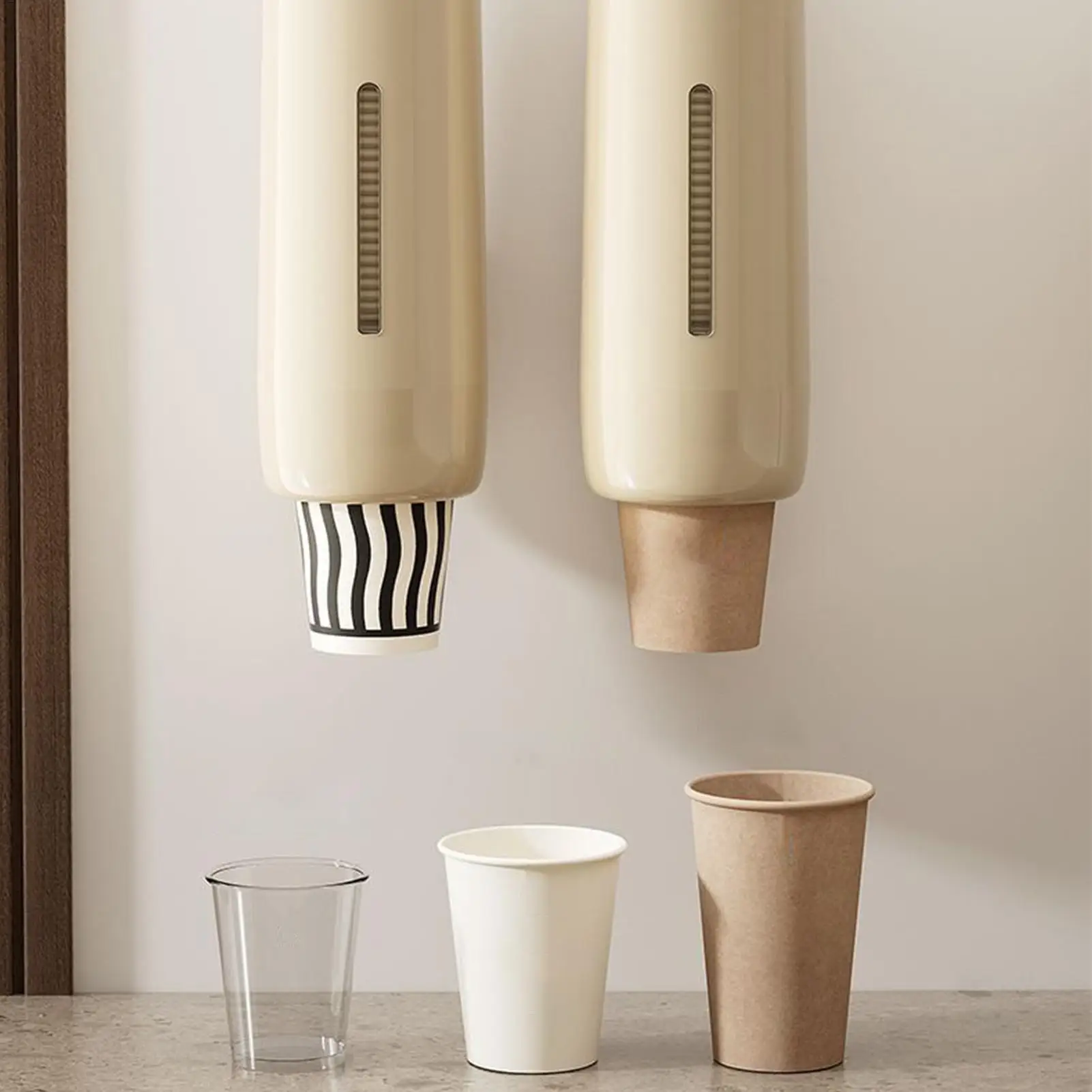 Cup Organizer Dispenser Pull Type Paper Cup Organizer Large Capacity Wall Mounted Teacups Dispenser For Apartment Dormitory
