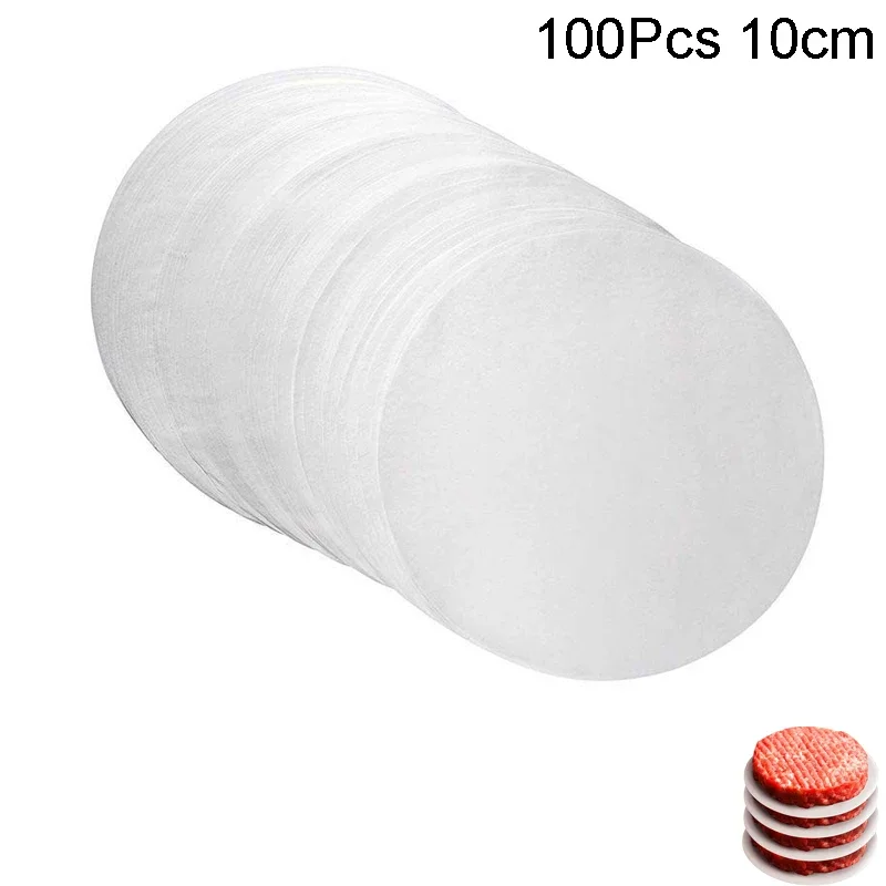 100Pc 10/11.4/15.3cm Hamburger Patty Paper - Wax Papers to Separate Frozen Pressed Patties - 100 Burger for Burger Patty Paper
