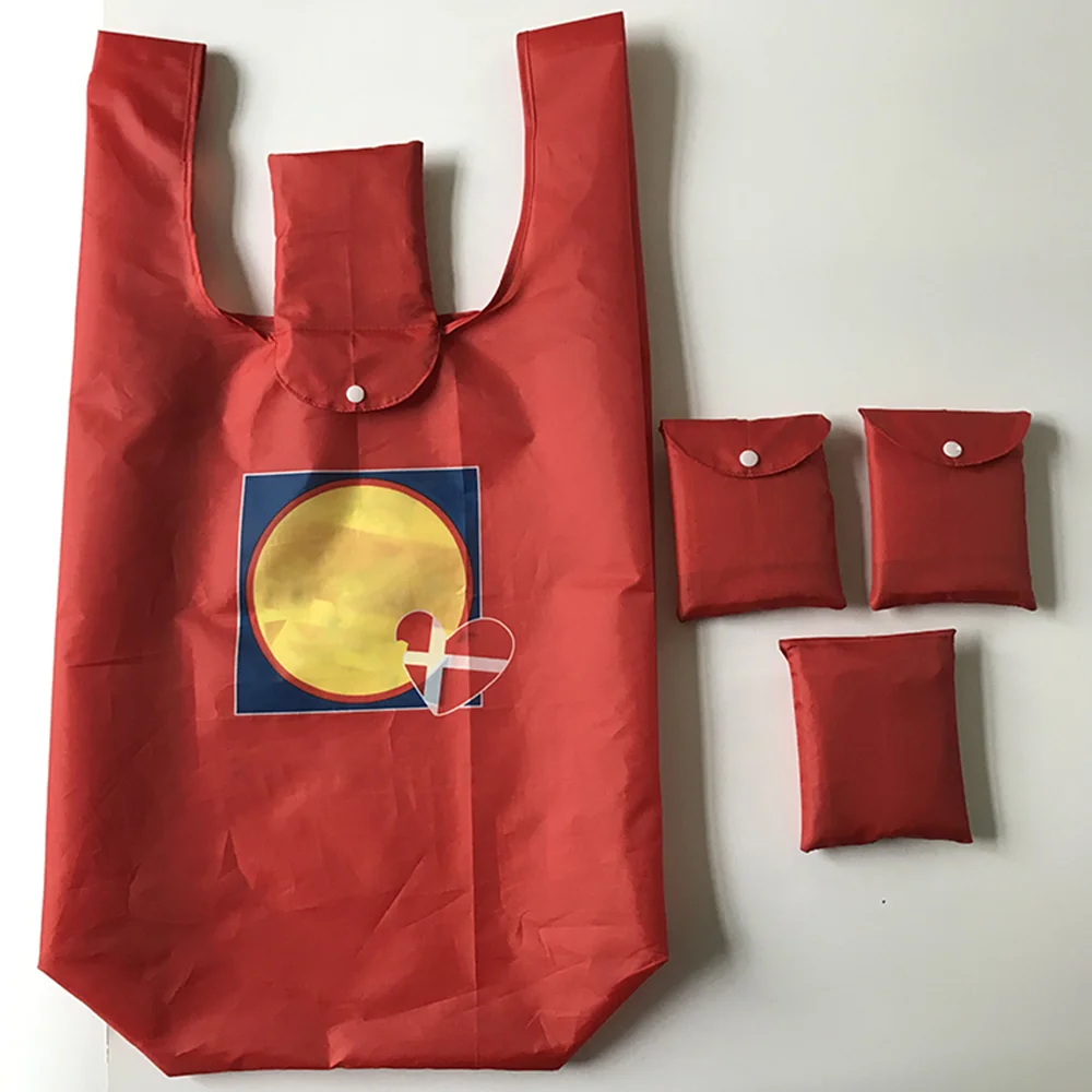 On Sale Pretty Sustainable Folding Square Bag Eco Polyester Shopping Bag Large Capacity Durable Storage Bag for Advertising