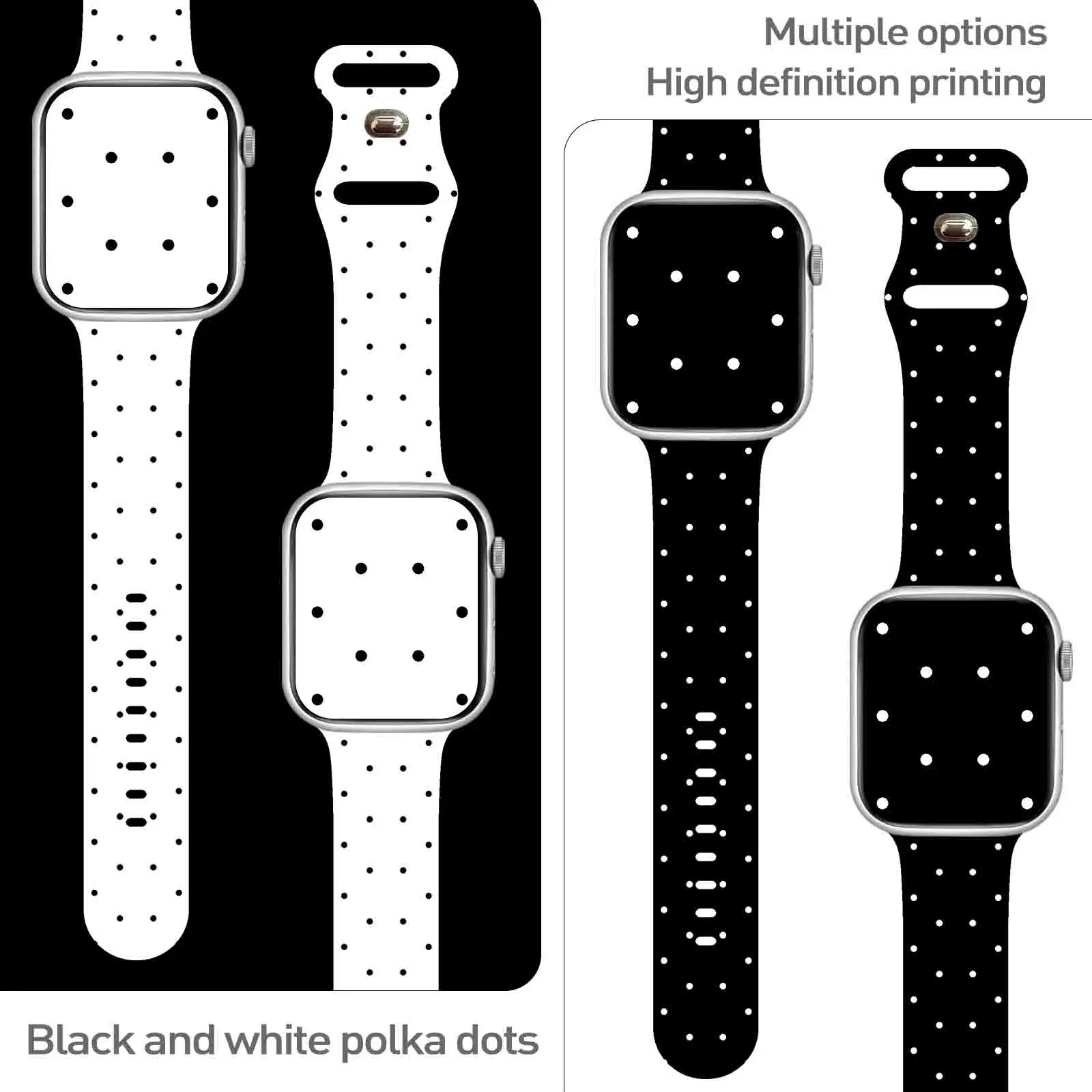 Pulseira Substituível com Estampa de Bolinhas Pretas e Brancas para Apple Watch 11 10 9, Compatível com iWatch 46mm 42mm 41mm 40mm