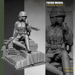 Yufan Model  1/35 Female Soldier+platform Resin Soldier Colorless and self-assembled YFWW-2001