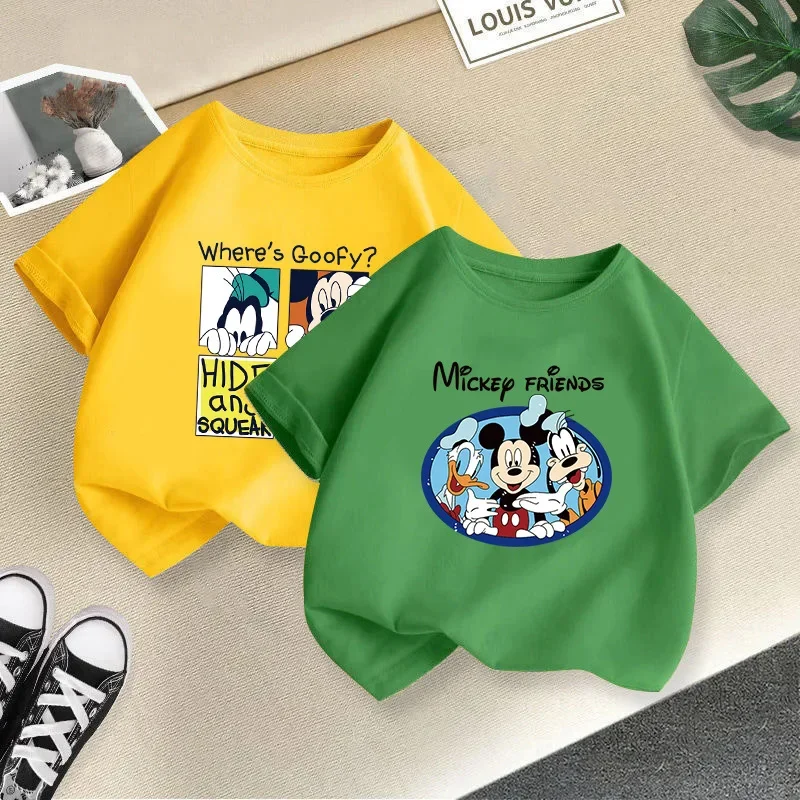 Summer Kids Cartoon Spring Cotton T-shirt 2023 Boy Girl Baby Print Minnie Donald Duck Mickey Mouse Cute Clothes T-shirt