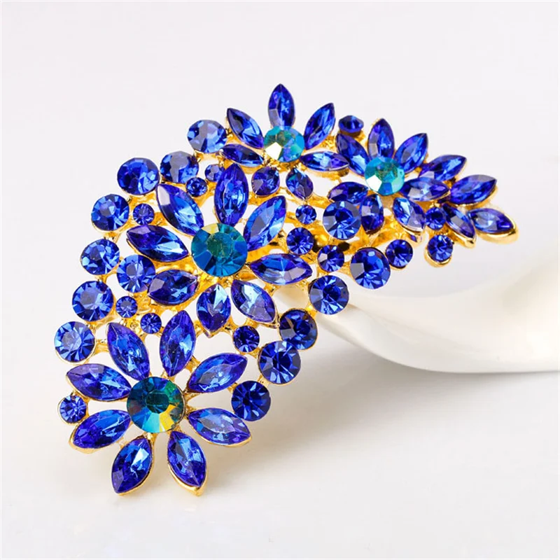 Fashion Exaggeration Luxury Multi-color Feather Rhinestone Brooch Corsage Women\'s Dress Accessories Jewelry