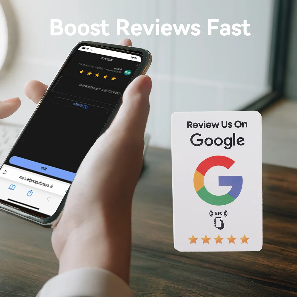 1 pièces 13.56MHz Ntag213 cartes d'évaluation Google pour Android/iPhone appuyez sur l'URL écriture cartes d'évaluation d'affaires sociales Standard NFC Instagram