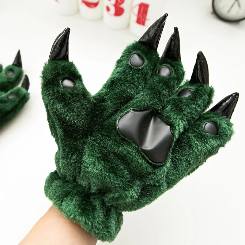 

Милые женские перчатки-лапки с мультяшными животными, плюшевые, зимние, пушистые, с полными пальцами, теплые, мягкие, пушистые варежки