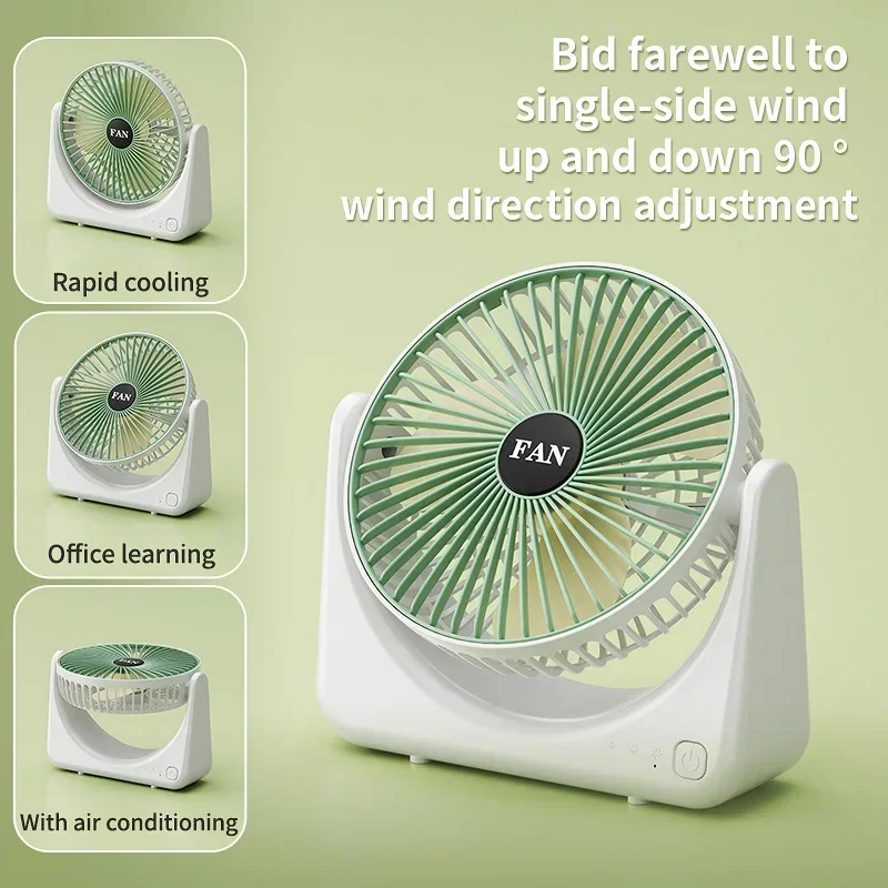 Portable Fan USB Rechargeable Fan 3-Speed Adjustable Up and Down 90° Air Circulation Desktop Fan for Office Camping Desktop