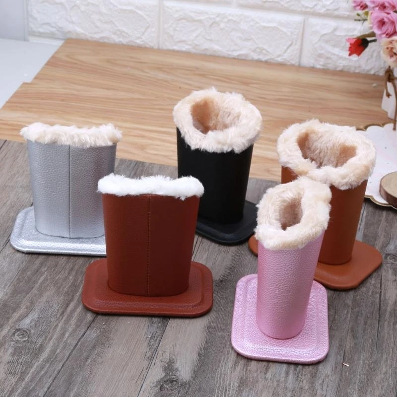 Soft Plush Lining Eyeglass Holder Stands with PU Leather Exterior Home Decor