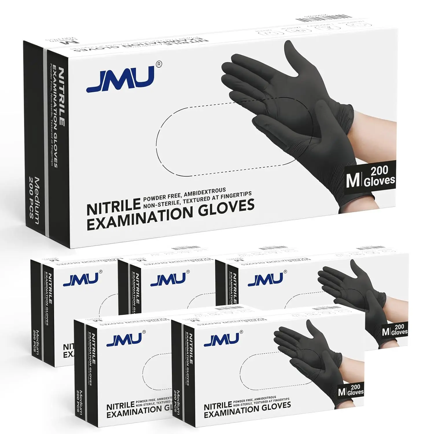 

Black Nitrile Gloves, Medium Size, 1200-Pack, 3.5Mil Thick, Latex-Free & Powder-Free