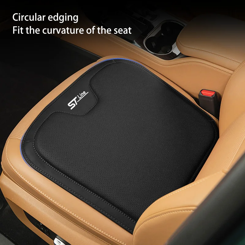 Leather Car Seat Cover Breathable and Non-slip Front Seat Cushion Protector Mat for Ford ST Line MK3 MK4 Kuga Fiesta Chair Pad