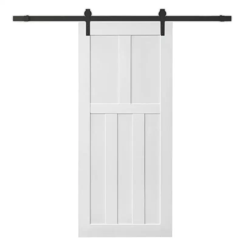28" x 84" Fünf-Panel-grundierte Türplatte, DIY-Panel-Tür, moderne Innenscheunentür, feuchtigkeitsbeständig, verformungssicher,