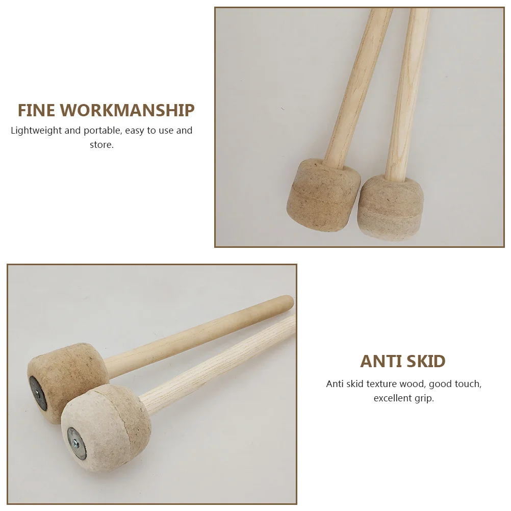 

1Pair Drum Stick Wool Felt Head Percussion Instrument Mallet For Music Band Durable Stage Performance Professional Drum