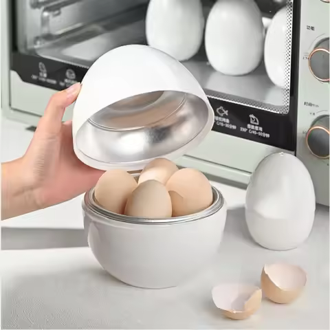 4 Egg Microwave Steamer Quick Cooker for Hard Soft Boiled Eggs Easy 5 Minutes Kitchen Tool Cooking Essential